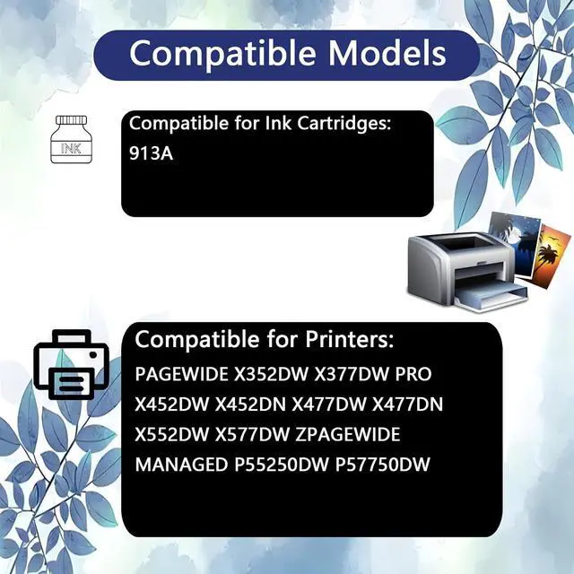 Alt view image 2 of 7 - 913A High Yield Ink Cartridges for HP 913A Ink Cartridges High Performance Replacement Parts Work for HP PAGEWIDE X352DW X377DW PRO X452DW X452DN X477DW X477DN Printers,Color