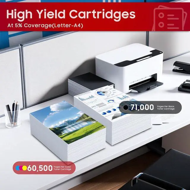 Alt view image 3 of 7 - Lezzo GPR61 GPR-61 Toner Cartridge 4-Pack 3763C003AA 3764C003AA 3765C003AA 3766C003AA Toner Replacement for Canon GPR61 Toner for ImageRUNNER Advance DX C5840i C5850i C5860i C5870i Printer