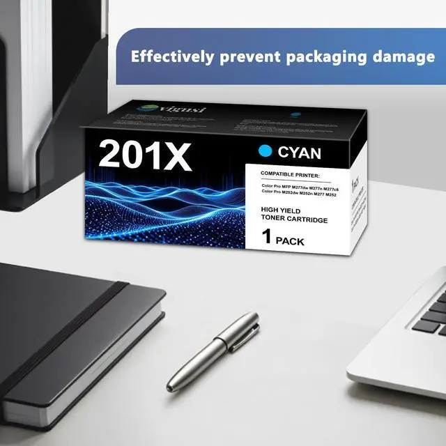 Alt view image 5 of 6 - 201X Cyan High Yield Toner Cartridge 1-Pack (2,500 Pages) Compatible 201X Replacement for HP 201X Color Pro MFP M277dw M277n M277c6 Color Pro M252dw M252n M277 M252 Printer | CF401X