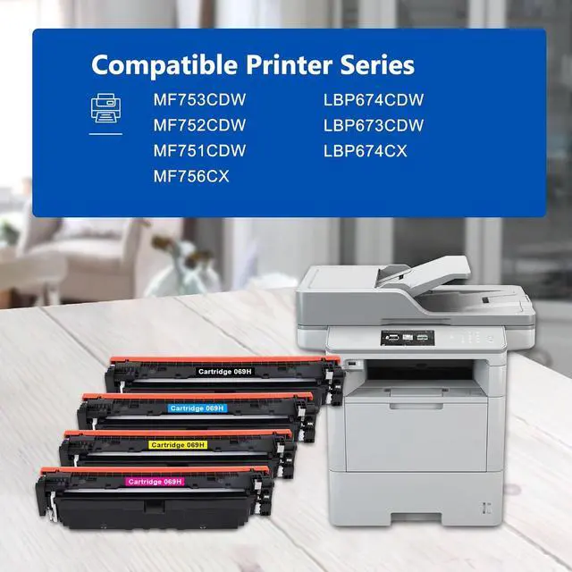 Alt view image 2 of 7 - 069H 069 High Yield Toner Cartridge Replacement for Canon 069H 069 Toner Cartridges Black Cyan Yellow Magenta Work with MF753Cdw MF751Cdw LBP674Cdw Printer | 4 Pack