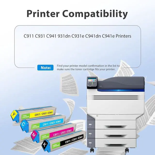 Alt view image 2 of 7 - Remanufactured C911 C931 C941 Toner Cartridge Replacement for OKI 45536516 45536515 45536514 45536513 Toner for C911 C931 C941 C931dn C931e C941dn C941e C911 Printer Ink (Black Cyan Magenta Yellow)