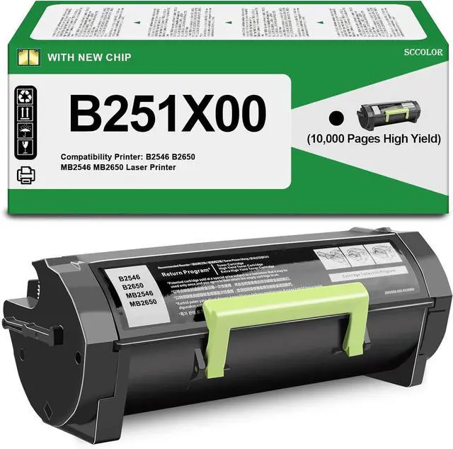 Main image of B251X00 Toner Cartridges with chip High Yield Compatible for Lexmark B251X00 B2546 B2650 MB2546 MB2650 B2546dn B2546dw B2650dn B2650dw MB2546ade MB2546adwe MB2650ade MB2650adwe Laser Printer