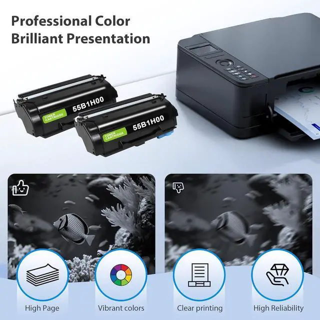 Alt view image 4 of 7 - 55B1H00 High Yield Toner Cartridge (2 Black) Compatible for Lexmark MX331 MX431 MX432 MS331 MS431 Laser Printer Ink, 2 Pack 55B1H00 Black Toner Cartridge