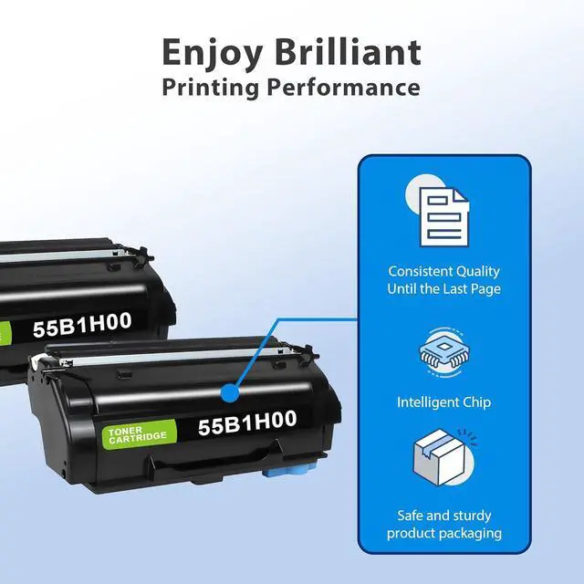 Alt view image 6 of 7 - 55B1H00 High Yield Toner Cartridge (2 Black) Compatible for Lexmark MX331 MX431 MX432 MS331 MS431 Laser Printer Ink, 2 Pack 55B1H00 Black Toner Cartridge