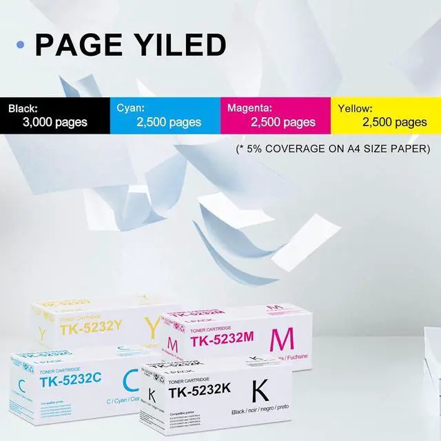 Alt view image 3 of 6 - 1 Pack TK-5232Y Yellow Toner Cartridge, Compatible for Kyocera TK-5232Y 1102R92US0 Toner Replacement for ECOSYS P5021cdn ECOSYS P5021cdw ECOSYS M5521cdn ECOSYS M5521cdw Printer