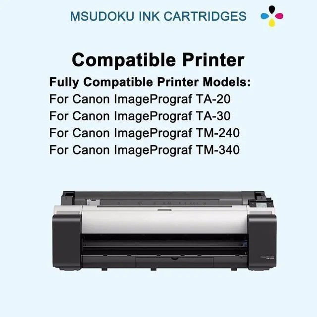 Alt view image 3 of 7 - PFI-030 Ink Cartridges 55ml 5-Pack High Yield (MBK/BK/C/M/Y) | Compatible with Canon imagePROGRAF TA-20 TA-30 TM-240 TM-340 | Replacement for PFI-030MBK/PFI-030BK/PFI-030C/PFI-030M/PFI-030Y