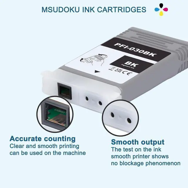 Alt view image 5 of 7 - PFI-030 Ink Cartridges 55ml 5-Pack High Yield (MBK/BK/C/M/Y) | Compatible with Canon imagePROGRAF TA-20 TA-30 TM-240 TM-340 | Replacement for PFI-030MBK/PFI-030BK/PFI-030C/PFI-030M/PFI-030Y