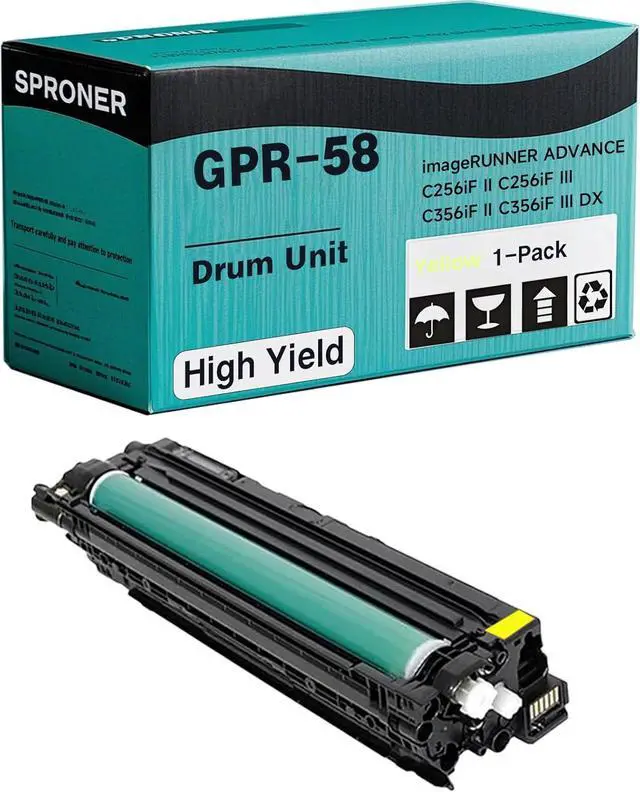 Main image of GPR-58 (2186C003AA) Drum Unit Compatible with Canon imageRUNNER Advance C256iF II C256iF III C356iF II C356iF III DX C257iF DX C357iF Printer, [50000 Pages], Extra High Yield (Yellow)