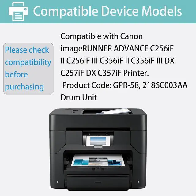 Alt view image 2 of 7 - GPR-58 (2186C003AA) Drum Unit Compatible with Canon imageRUNNER Advance C256iF II C256iF III C356iF II C356iF III DX C257iF DX C357iF Printer, [50000 Pages], Extra High Yield (Yellow)