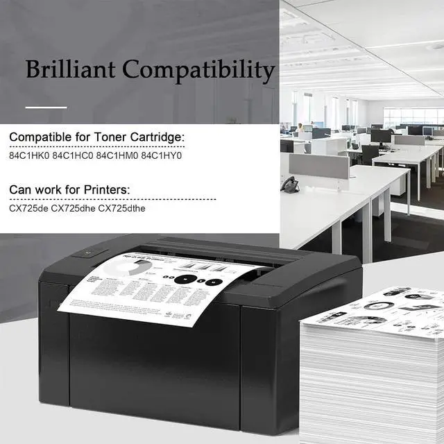 Alt view image 2 of 7 - CX725 Toner Cartridges Compatible for Lexmark 84C1HK0 Black Toner Cartridge Work for Lexmark CX725de CX725dhe CX725dthe Printers