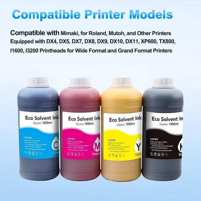 Alt view image 2 of 6 - Eco Solvent Ink for Wide Format Grand Format Printers Use for DX4 DX5 DX7 DX9 DX10 DX 11 XP600 TX800 Printhead