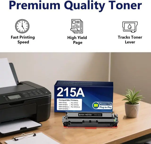 Alt view image 6 of 7 - 2-Pack 215A Black Toner Cartridges (with Chip) Replacement for HP215A W2310A 215A Compatible with Pro MFP M182nw M182n MFP M183fw M182 M183 M155 Series Printer Ink 215 A(2-Black)
