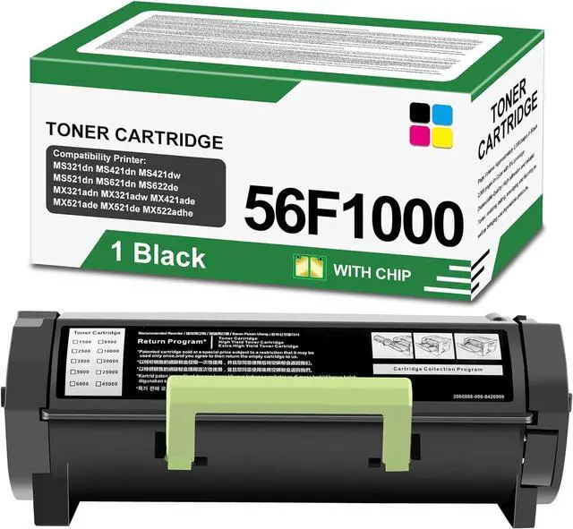 Main image of 56F1000 Black Toner Cartridge(with Chip) Compatible with LMK 56F1000 56F000G 56F1H00 Toner for MS521 MS421 MS621 MS321 MS622 MX321 MX421 MX521 MX522 MX622 Laser Printer(6000 Pages,Black)