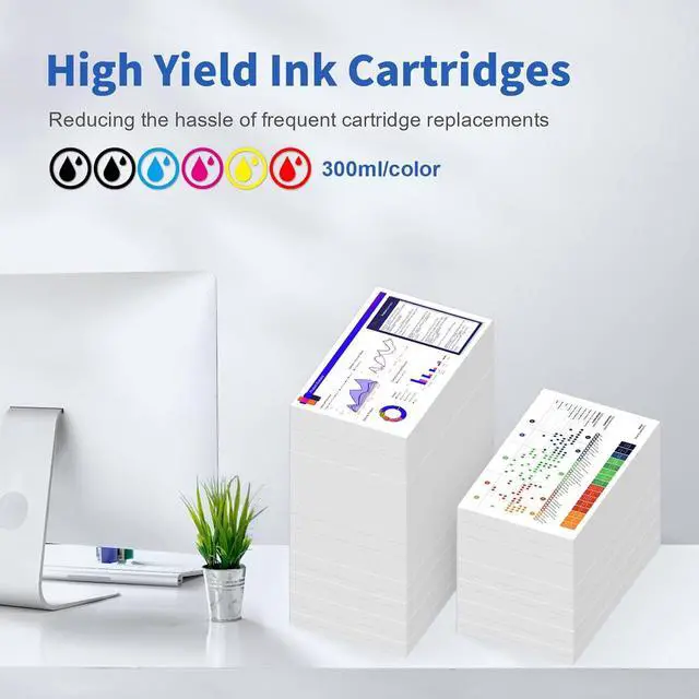 Alt view image 3 of 7 - 746 Ink Cartridges 300mlx6 Replacement for HP DesignJet Z6 & Z9+, 746XL Ink Cartridge P2V78A P2V79A P2V80A P2V81A P2V82A P2V83A Combo Pack (Photo Black/Matte Black/Chromatic Red/Cyan/Magenta/Yellow)