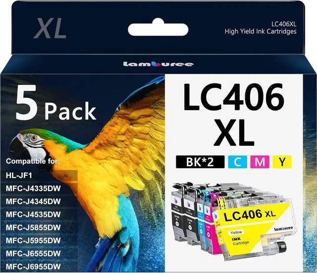 Main image of LC406XL Ink Cartridges with High-Yield Replacement for Brother LC406 Work with MFC-J4335DW MFC-J4535DW MFC-J5855DW MFC-J5955DW MFC-J6555DW MFC-J6955DW Printers (2Black Cyan Magenta Yellow, 5 Pack)