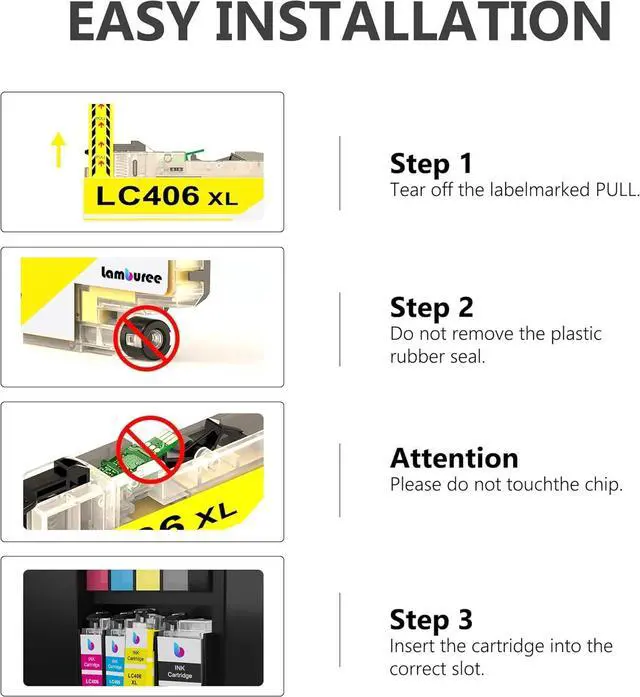 Alt view image 6 of 7 - LC406XL Ink Cartridges with High-Yield Replacement for Brother LC406 Work with MFC-J4335DW MFC-J4535DW MFC-J5855DW MFC-J5955DW MFC-J6555DW MFC-J6955DW Printers (2Black Cyan Magenta Yellow, 5 Pack)