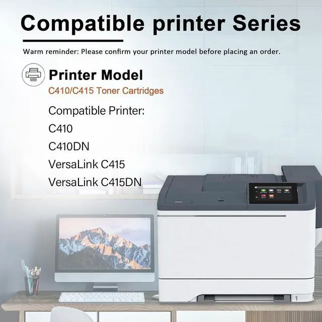 Alt view image 2 of 7 - C410/C415 006R04678 006R04679 006R04680 Toner Cartridges 3-Pack C410 Toner Replacement for Xerox C410 C410DN VersaLink C415 C415DN Printer (Cyan/Magenta/Yellow)