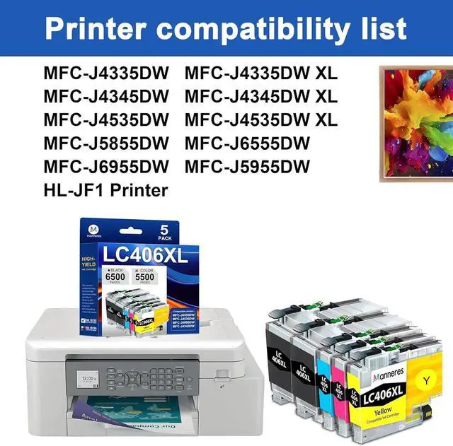 Alt view image 2 of 7 - LC406 LC406XL Ink Cartridges Replacement for Brother LC 406XL for MFC-J4335DW MFC-J5855DW MFC-J6555DW MFC-J4535DW MFC-J6955DW MFC-J4345DW MFC-J5955DW - 2Black 1Cyan 1Magenta 1Yellow