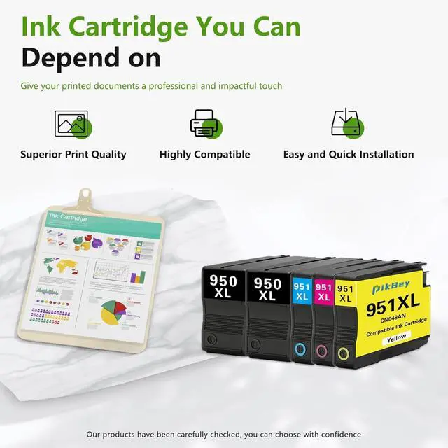 Alt view image 6 of 6 - 950XL 951XL Ink Cartridge Combo Pack (5 Pack 2BK/1C/1M/1Y)-Replacement for HP 950XL and 951XL Ink Cartridges Combo Pack Compatible for OfficeJet Pro 8100 8600 8610 8615 8620 8630 8640 Printer