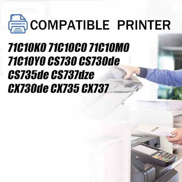 Alt view image 2 of 7 - 71C10K0 71C10C0 71C10M0 71C10Y0 Toner Cartridge Compatible for Lexmark CS730 CS730de CS735de CS737dze CX730de CX735 CX737 Printers, 5,000 Pages Black 5,000 Pages Color Black