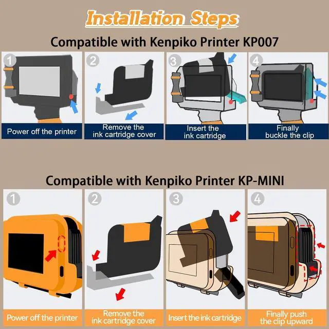 Alt view image 2 of 6 - 42ml Quick Dry Solvent Ink Cartridge for Handheld Inkjet Printer KP007, 0.5inch/12.7mm Fast Dry Ink Cartridge Replacement-Blue