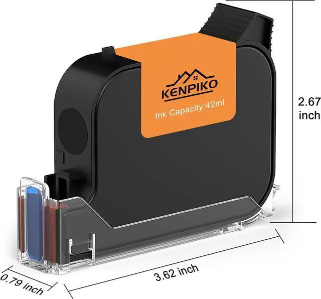 Alt view image 5 of 6 - 42ml Quick Dry Solvent Ink Cartridge for Handheld Inkjet Printer KP007, 0.5inch/12.7mm Fast Dry Ink Cartridge Replacement-Blue