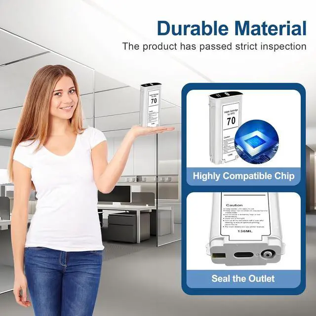 Alt view image 5 of 7 - YOUEXPERT Compatible for HP 70XL Ink Cartridges C9448A C9449A C9451A C9405A C9453A C9454A Replacement for Designjet Z2100 & Z3100 Z3200 Z5200 Z5400 Large Format Printers (8 Pack, 130ML)