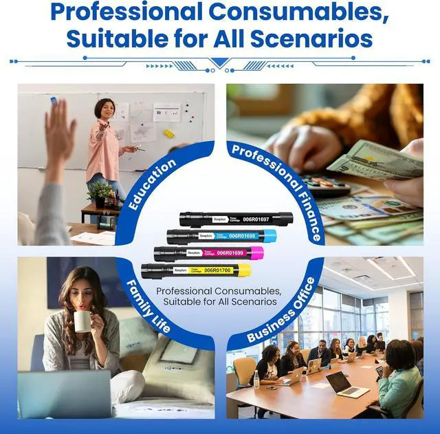 Alt view image 6 of 6 - AltaLink C8030 C8035 C8045 Toner Cartridge Replacement for Xerox C8030 006R01697 006R01698 006R01699 006R01700 Toner for AltaLink C8030 C8035 C8045 C8055 C8070 Printer (4-Pack)