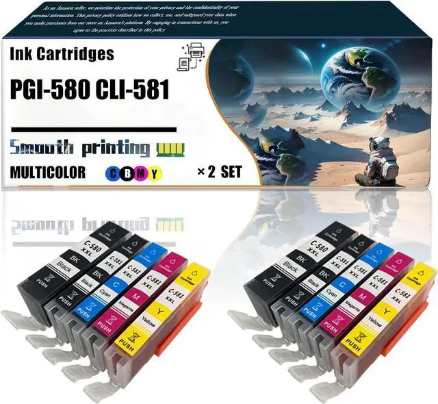 Main image of Replacement Parts Ink Cartridges PGI-580 CLI-581 Compatible with Canon PIXMA TS705 TR7550 TR8550 TS6150 TS6151 TS6250 TS6251 Printers, Contains Chip and Clear Printing (2 Set)
