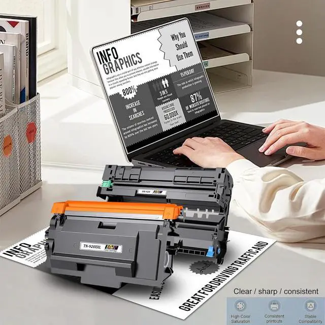 Alt view image 4 of 6 - 3 Pack TN920XXL Black Toner Cartridge (with Chip) & 1 Pack DR920 Black Drum Unit (with Chip) Replacement for Brother HL-L5210DN L6210DW L6310DW DCP-L5510DN MFC-L5710DN L6810DW Printer(3Toner+1Drum)