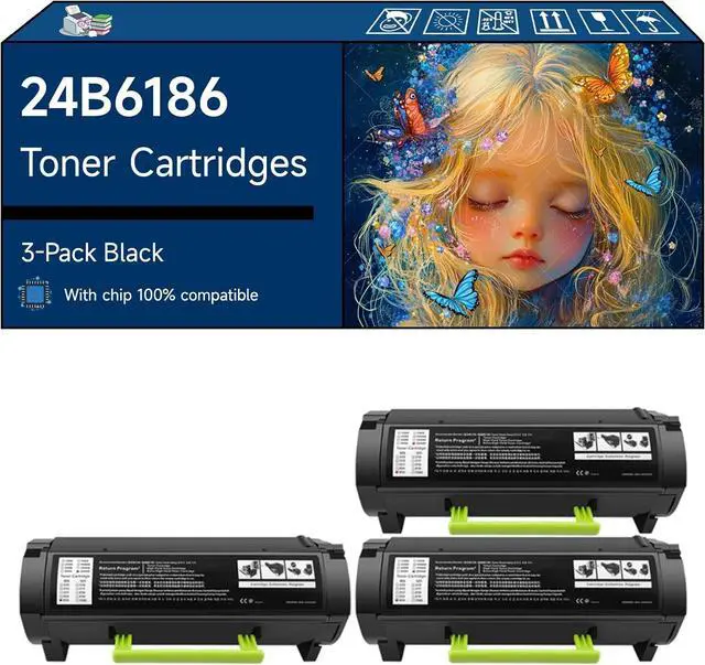 Main image of 24B6186 Toner Cartridges Compatible with Lexmark M3150 XM3150 XM3150h Printers, High-Yield Vibrant Colors, Sharp Text, Easy Installation, Perfect for Home & Office Use (3 Pack Black)