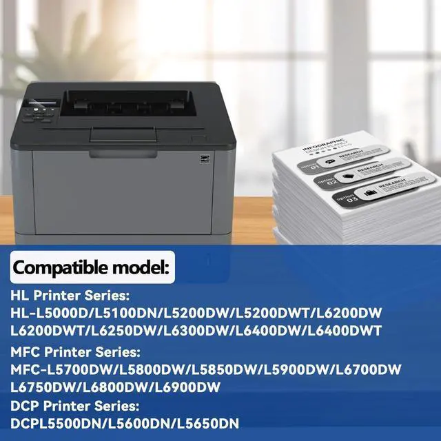 Alt view image 2 of 7 - TN850 Toner Cartridge Compatible TN850 Toner Cartridge Replacement for Brother DCP-L5600DN HL-L5200DW HL-L6200DW MFC-L5850DW MFC-L6800DW Printer (Black, 2-Pack)