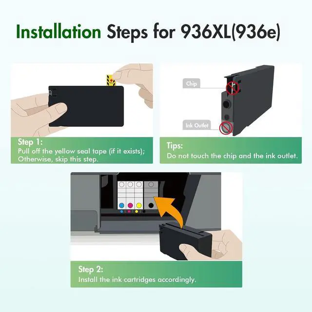 Alt view image 4 of 7 - 936 936XL Ink Cartridges Combo PackReplacement for HP 936e 936 Ink Cartridges for HP OfficeJet Pro 9125e 9120e 9730e 9130 9135e 9122e 9128e 9110b 9120b 9130b 9130e Printers