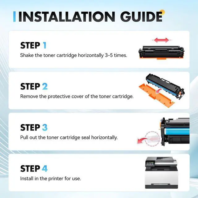 Alt view image 5 of 6 - 218A Toner Cartridge 4-Pack High Yield with Chip Replacement for HP 218A 218X Toner Compatible with HP Color Laserjet Pro MFP 3301cdw 3301fdw 3301sdw 3201dw Printer W2180A Black Cyan Magenta Yellow