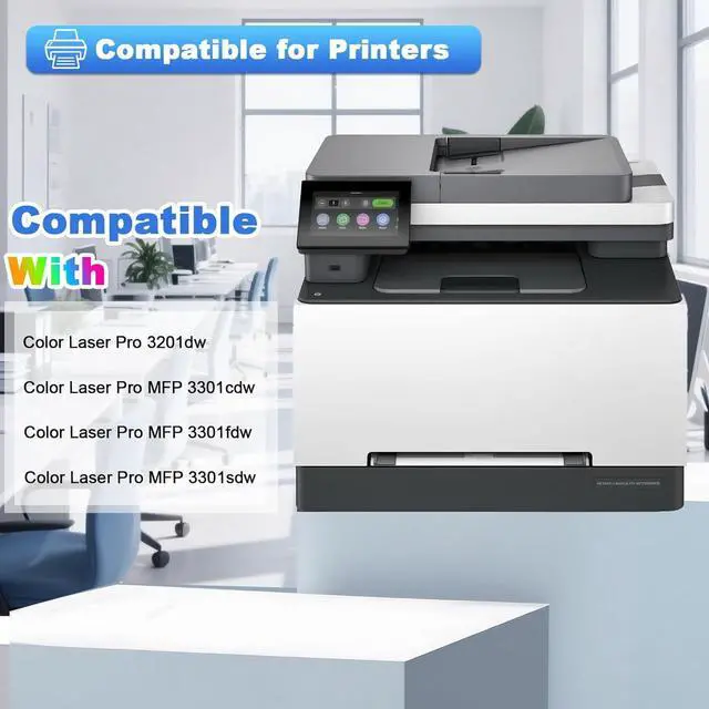 Alt view image 2 of 6 - 218A Toner Cartridges 4 Pack with Chip Replacement for HP 218A 218X Toner Compatible with HP Color Laserjet Pro MFP 3301fdw 3301sdw HP Color Laserjet Pro 3201dw Printer Ink Set W2180A W2180X (BCMY)