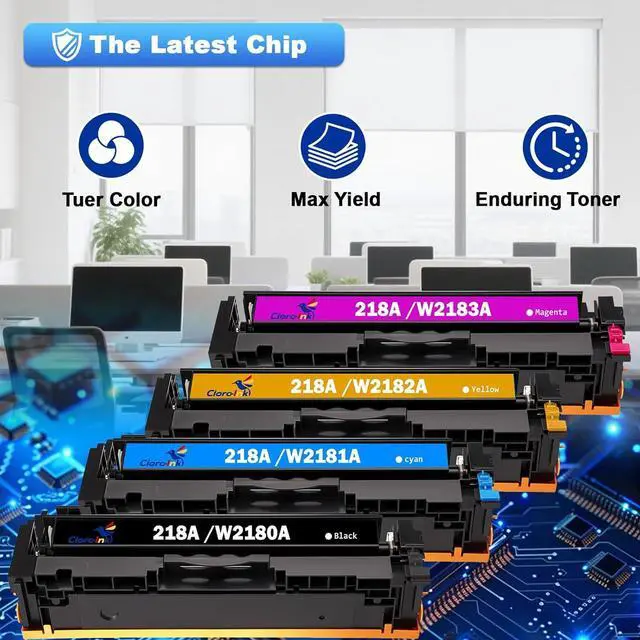 Alt view image 5 of 6 - 218A Toner Cartridges 4 Pack with Chip Replacement for HP 218A 218X Toner Compatible with HP Color Laserjet Pro MFP 3301fdw 3301sdw HP Color Laserjet Pro 3201dw Printer Ink Set W2180A W2180X (BCMY)