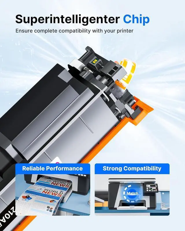 Alt view image 6 of 7 - 210A Toner Cartridges 4 Pack Compatible for HP 210A Toner Cartridges 210X 210 Use for HP Color Laserjet Pro MFP 4301fdw Toner Cartridge 4301fdn Pro 4201dw 4201dn Printer W2100A W2100X (with Chip)