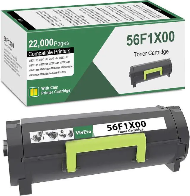 Main image of 56F1X00 Black Extra High Yield Toner Cartridge (with New Chip) Replacement for Lexmark 56F1X00 Toner Cartridge for MS421 MS521 MS621 MS622 MX421 MX521 MX522 MX622 Laser Printers, 1 Pack 56F1X00 Ink