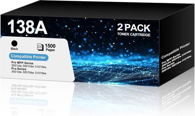 Main image of 138A Toner Cartridge 2 Black with Chip Compatible for HP 138A W1380A Work with HP Laserjet Pro 3001dw 3001fdw 3001, MFP 3101fdw 3101 High Yeild Printer Toner Cartridge
