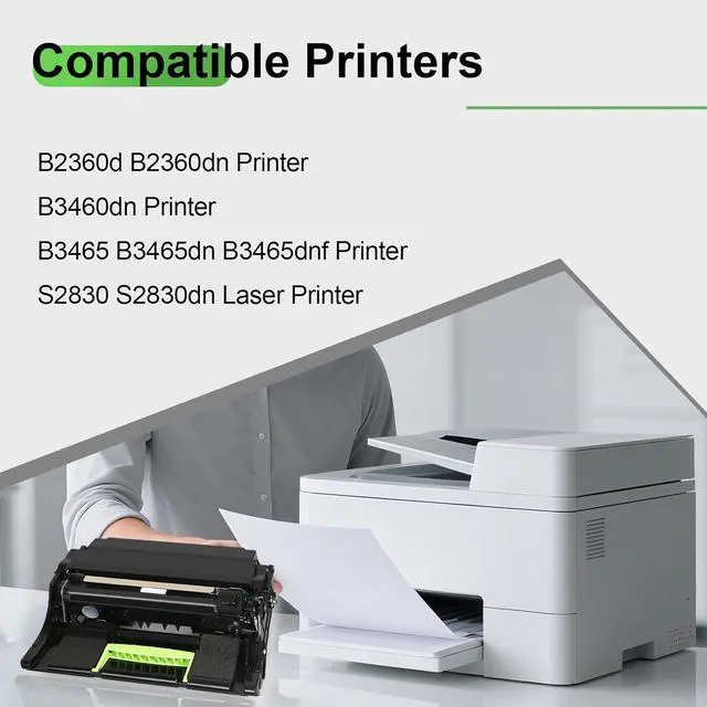 Alt view image 2 of 7 - B2360 KVK63 331-9810 331-9811 Drum Unit Compatible for Dell Imaging Unit Remanufactured for Dell B2360d B2360dn B3460dn B3465 B3465dn B3465dnf S2830 S2830dn Laser Printer 60,000 Pages