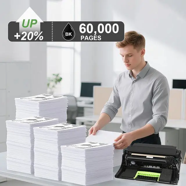 Alt view image 3 of 7 - B2360 KVK63 331-9810 331-9811 Drum Unit Compatible for Dell Imaging Unit Remanufactured for Dell B2360d B2360dn B3460dn B3465 B3465dn B3465dnf S2830 S2830dn Laser Printer 60,000 Pages