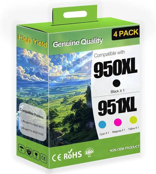 Main image of 950XL 951XL High Yield Ink Cartridge Use for OfficeJet 8600 OfficeJet Pro 251dw 276dw 8100 8610 8615 8620 8625 8630 Printers (4 Pack)