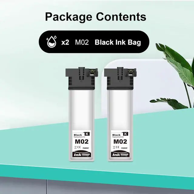 Alt view image 2 of 7 - Remanufactured M02120 Standard Capacity Black Ink Cartridge M02 Replacement for Workforce Pro WF-M5799 WF-M5299 (2 Pack)