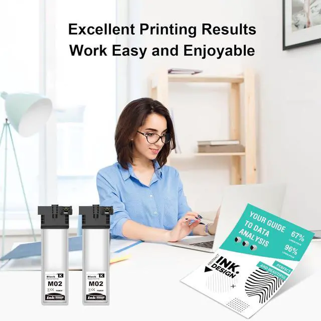 Alt view image 7 of 7 - Remanufactured M02120 Standard Capacity Black Ink Cartridge M02 Replacement for Workforce Pro WF-M5799 WF-M5299 (2 Pack)