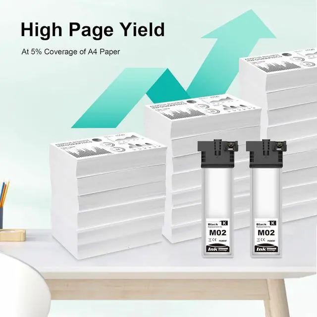 Alt view image 3 of 7 - Remanufactured M02120 Standard Capacity Black Ink Cartridge M02 Replacement for Workforce Pro WF-M5799 WF-M5299 (2 Pack)