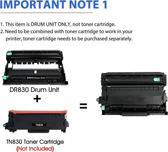 Alt view image 2 of 7 - DR830 Drum Unit DR-830 Black 2Pack Compatible Replacement for Brother Drum DR830 DR-830 DR 830 for HL-L2400D L2405W L2460DW L2460DWXL L2865DW L2480DW DCP-L2640DW MFC-L2807DW L2820DW L2820DWXL Printer