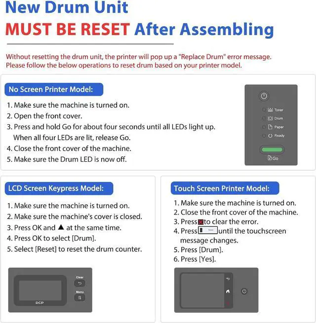 Alt view image 5 of 7 - DR830 Drum Unit DR-830 Black 2Pack Compatible Replacement for Brother Drum DR830 DR-830 DR 830 for HL-L2400D L2405W L2460DW L2460DWXL L2865DW L2480DW DCP-L2640DW MFC-L2807DW L2820DW L2820DWXL Printer