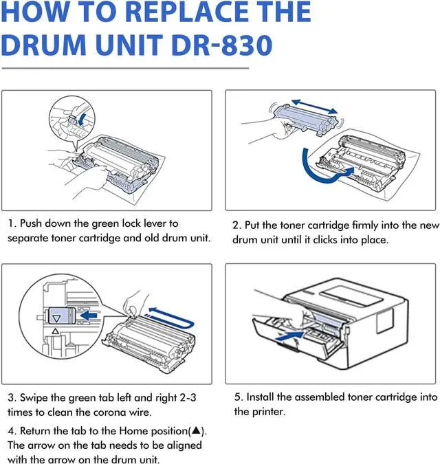 Alt view image 4 of 7 - DR830 Drum Unit DR-830 Black 2Pack Compatible Replacement for Brother Drum DR830 DR-830 DR 830 for HL-L2400D L2405W L2460DW L2460DWXL L2865DW L2480DW DCP-L2640DW MFC-L2807DW L2820DW L2820DWXL Printer