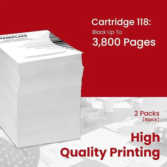 Alt view image 3 of 7 - 2-Pack 118 Black Toner Cartridge Replacement for Canon 3,800 Pages with imageCLASS MF8380Cdw MF8350Cdn/Cn/C LBP7200C/Cd/Cn/Cdn LBP7210Cdn LBP7600C LBP7660Cdn ImageClass MF8580CDW Printerwith chip