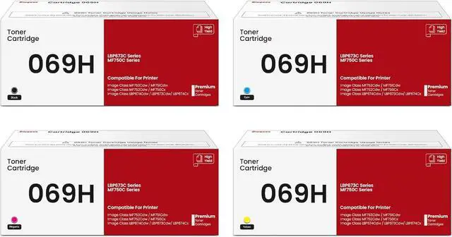 Main image of 069H Toner Cartridges Set MF753Cdw Compatible with Canon 069H 069 Toner Cartridge Replacement for Canon imageCLASS MF753Cdw MF751Cdw LBP674Cdw LBP673Cdw LBP674Cx MF752Cdw MF756Cx Printer, 4 Pack